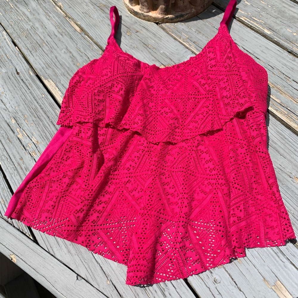 Liz Claiborne Tankini Top 12 new adjustable straps lace ruffles